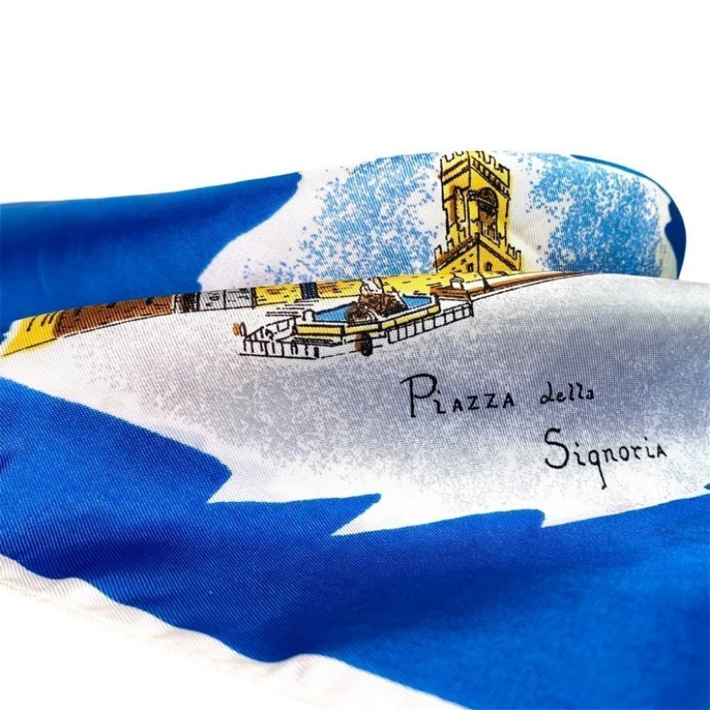 Ricardo Di Firenze blue square women summer spring  scarf - Picture 3 of 16